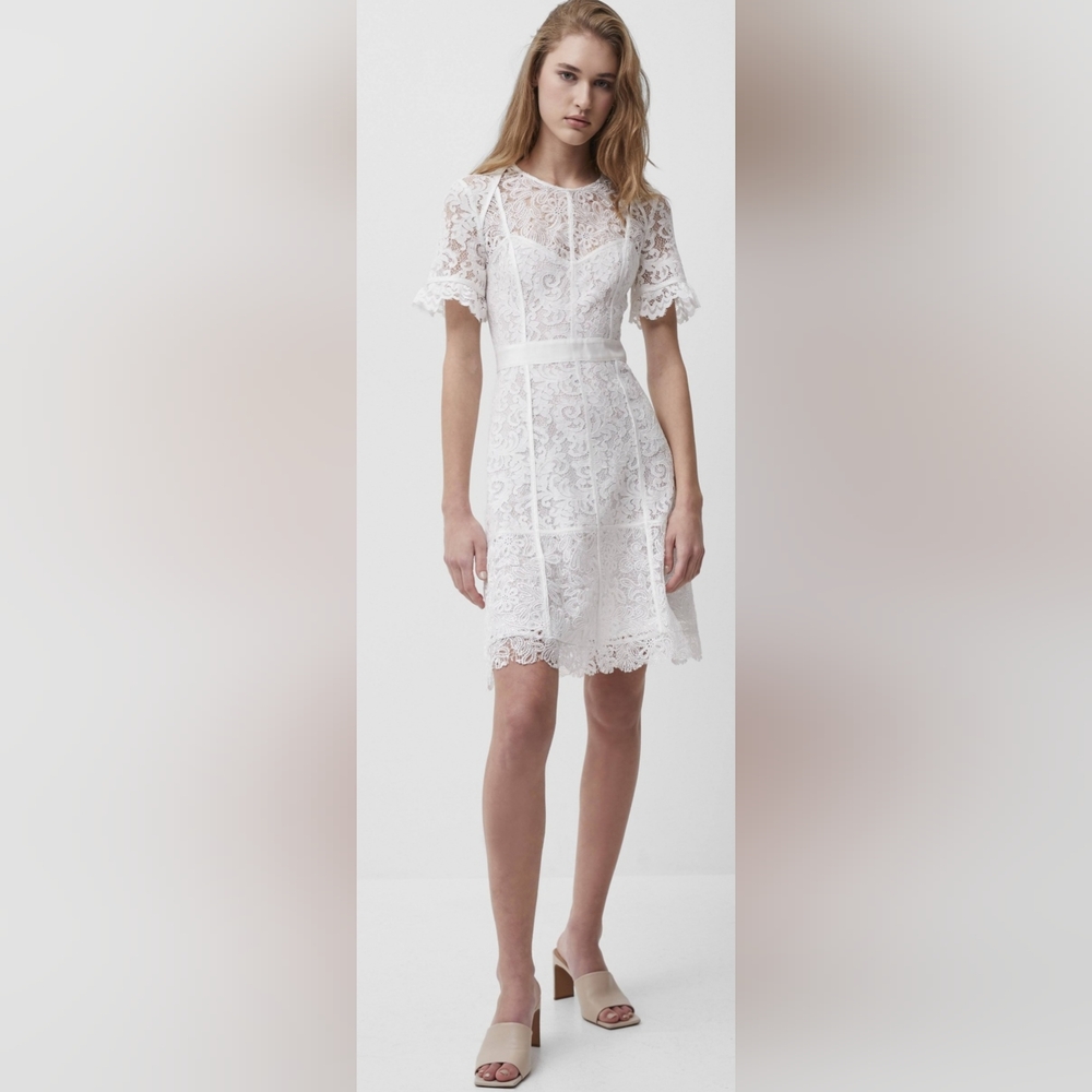 French Connection Cabrera Lace Sheath Dress NWOT size 10 White